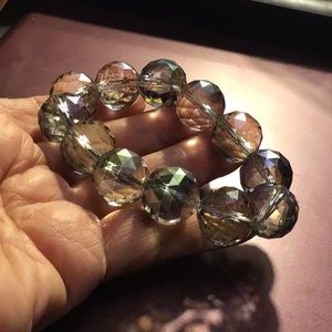 Iridescent Faceted Glass Bead Bracelet